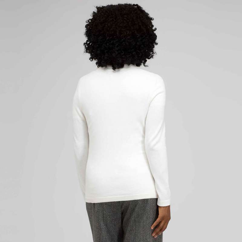 Rib Trim V-Neck Cardigan, Ivory, large image number 1